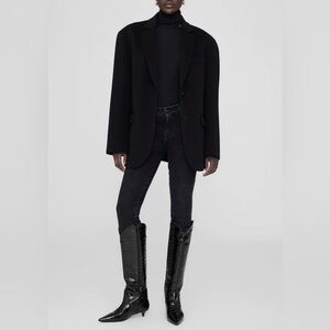 Anine Bing TALL RAE BOOTS - BLACK EMBOSSED NIB size 38